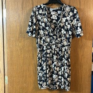 Zara Denim Floral Wrap Mini Dress